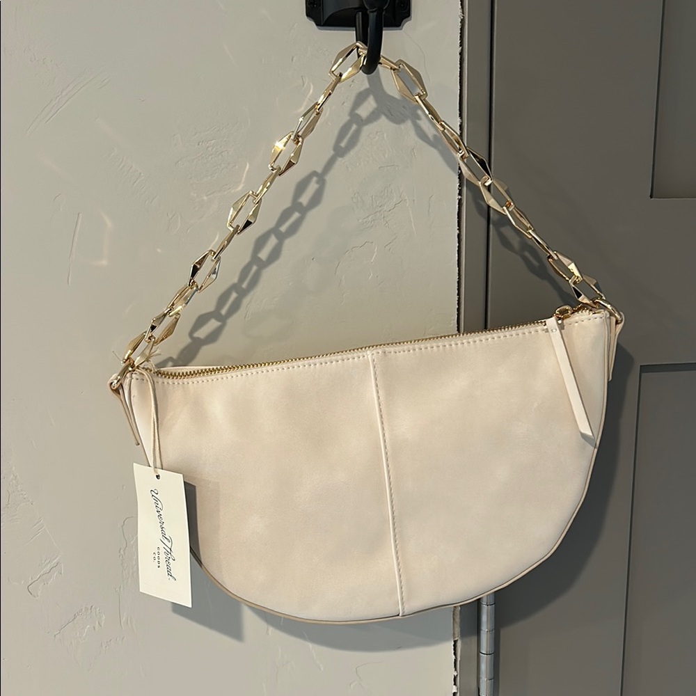 Universal Thread Cream and Gold Crescent Shoulder Bag